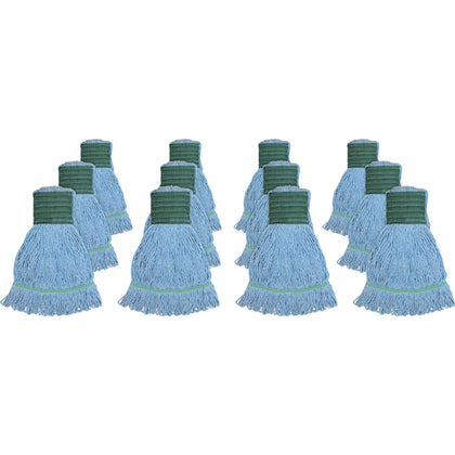 Genuine Joe Medium Mophead: Synthetic Blend Blue - 12/Carton - Mops & Refills