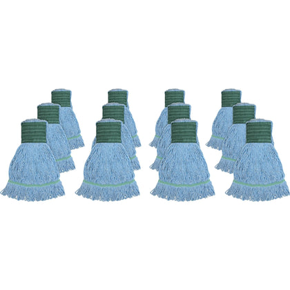 Genuine Joe Medium Mophead: Synthetic Blend Blue - 12/Carton - Mops & Refills