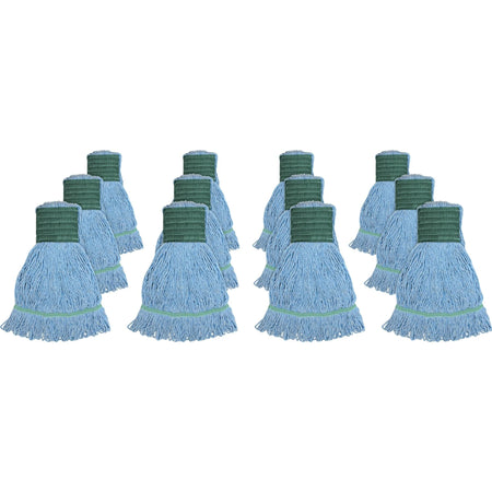 Genuine Joe Medium Mophead: Synthetic Blend Blue - 12/Carton - Mops & Refills