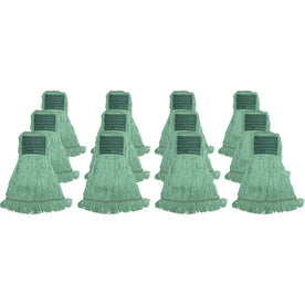 Genuine Joe Medium Mophead: Synthetic Blend Rayon & Cotton - Green (12/Carton) - Mops Refills
