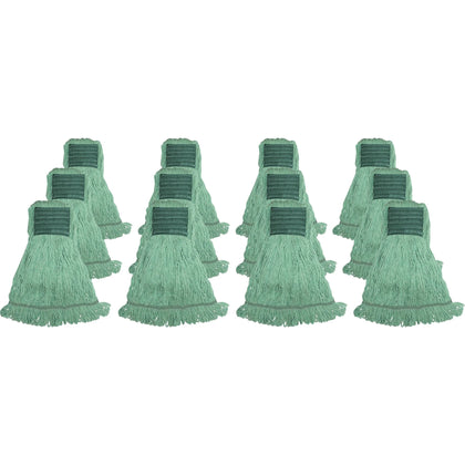 Genuine Joe Medium Mophead: Synthetic Blend Rayon & Cotton - Green (12/Carton) - Mops Refills
