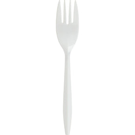 Genuine Joe Medium-weight Forks - White - 1000 / Carton - Cutlery