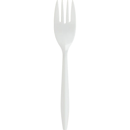Genuine Joe Medium-weight Forks - White - 1000 / Carton - Cutlery