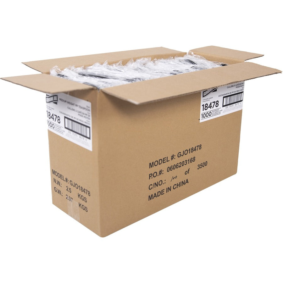 Genuine Joe Medium-weight Individually Wrapped Teaspoons - Top