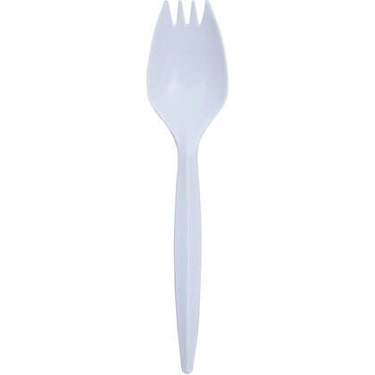 Genuine Joe Medium-Weight Spork: Disposable Polypropylene White - 1000/Carton - Cutlery