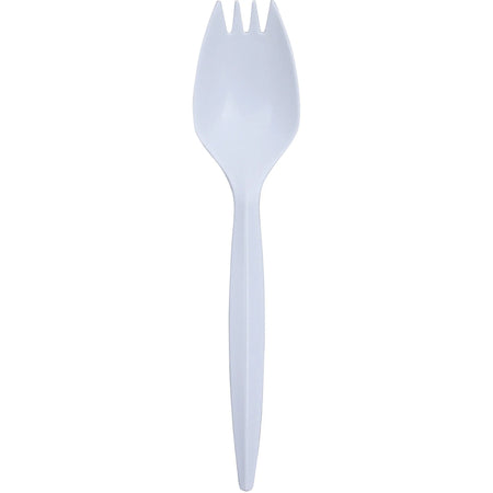 Genuine Joe Medium-Weight Spork: Disposable Polypropylene White - 1000/Carton - Cutlery