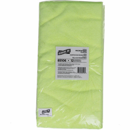 Genuine Joe Microfiber Cloth: Durable 16’’x16’’ Yellow - 12/Bag - Sponges Cleaning Pads & Wipers