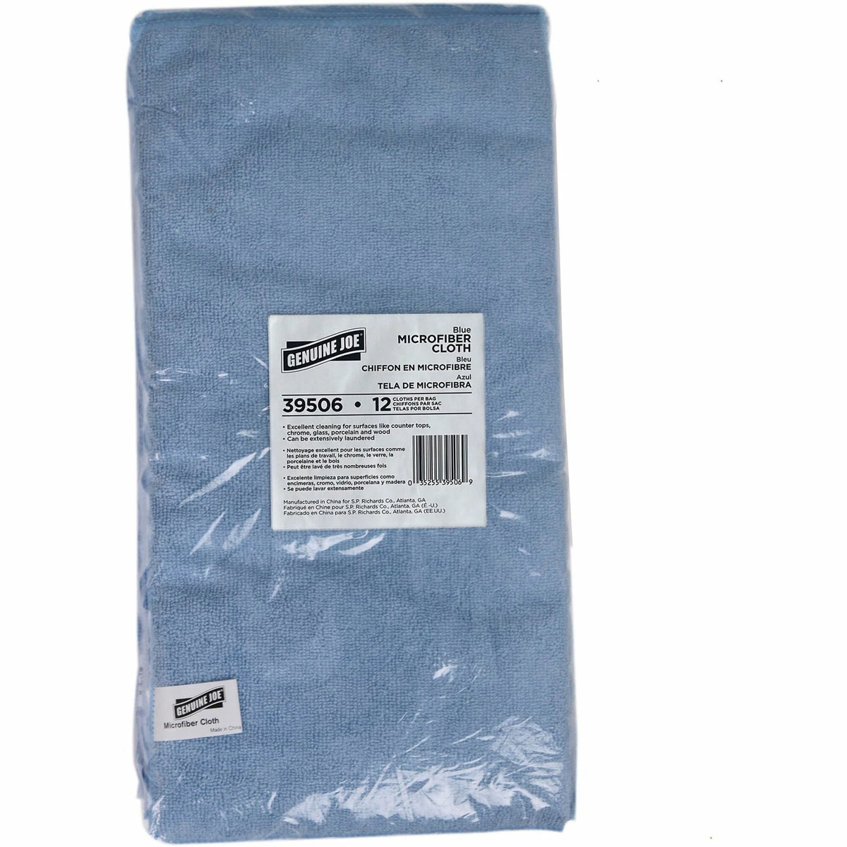 Genuine Joe Microfiber Cloth: General Purpose 16’’x16’’ - Dust & Dirt Remover - Blue - Sponges Cleaning Pads Wipers