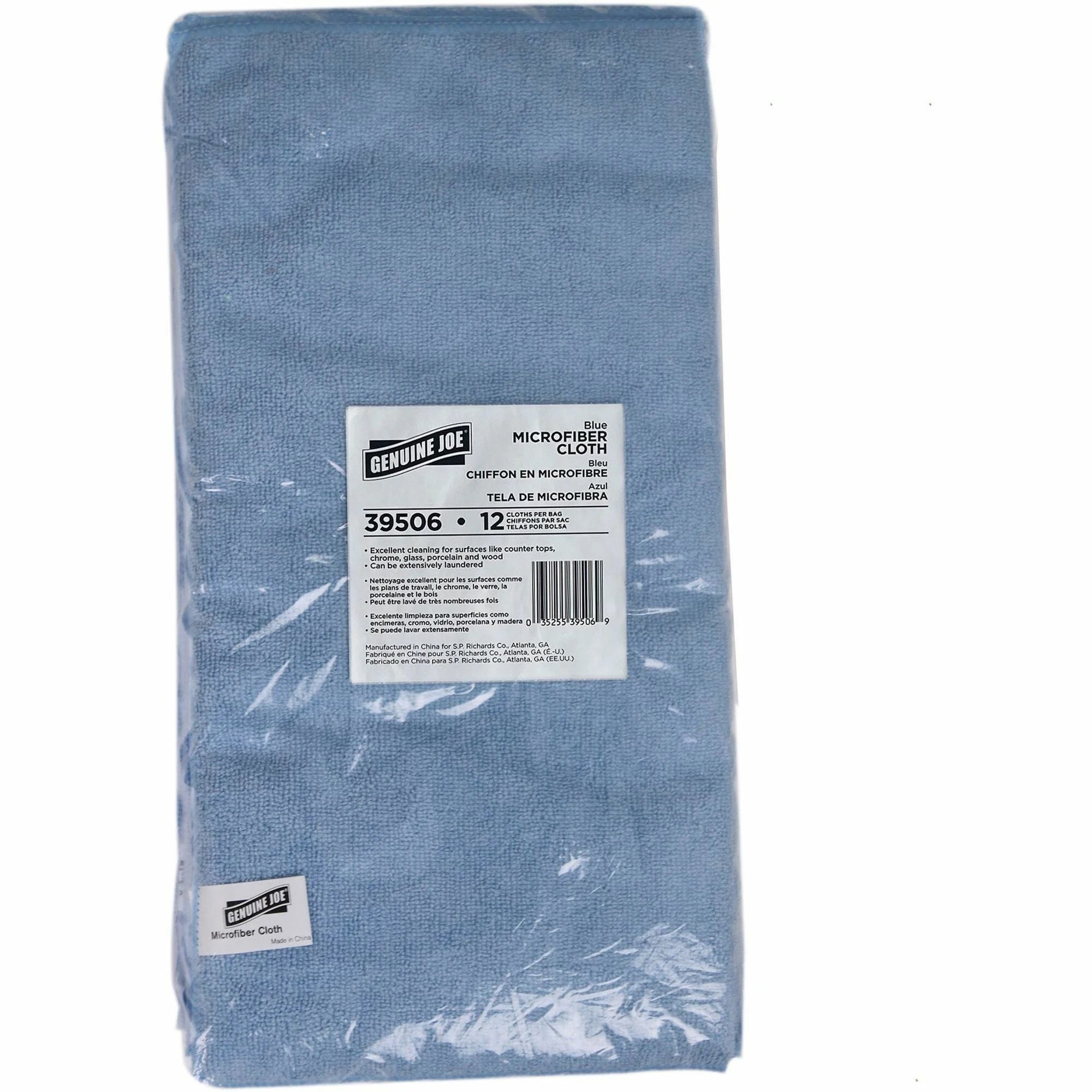 Genuine Joe Microfiber Cloth: General Purpose 16’’x16’’ - Dust & Dirt Remover - Blue - Sponges Cleaning Pads Wipers