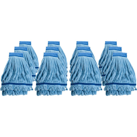Genuine Joe Microfiber Wet Mophead Refill - Blue - 12/Carton - Mops & Refills
