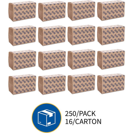 Genuine Joe Multifold Natural Towels - 1 Ply - 9.25’’ Width x 9.40’’ Length - Paper - 250 / Pack - 16 / Carton
