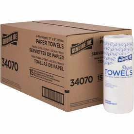 Genuine Joe Paper Towel Rolls: 2-Ply 70 Sheets/Roll White - 15/Carton - Towels