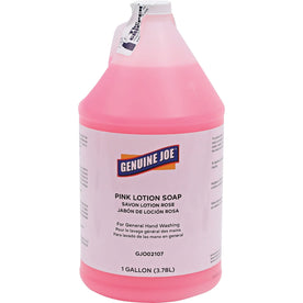 Genuine Joe Pink Lotion Soap: Rich Lather 1 gal Pump Bottle - Skin-Friendly - Hand Soaps/Cleaners