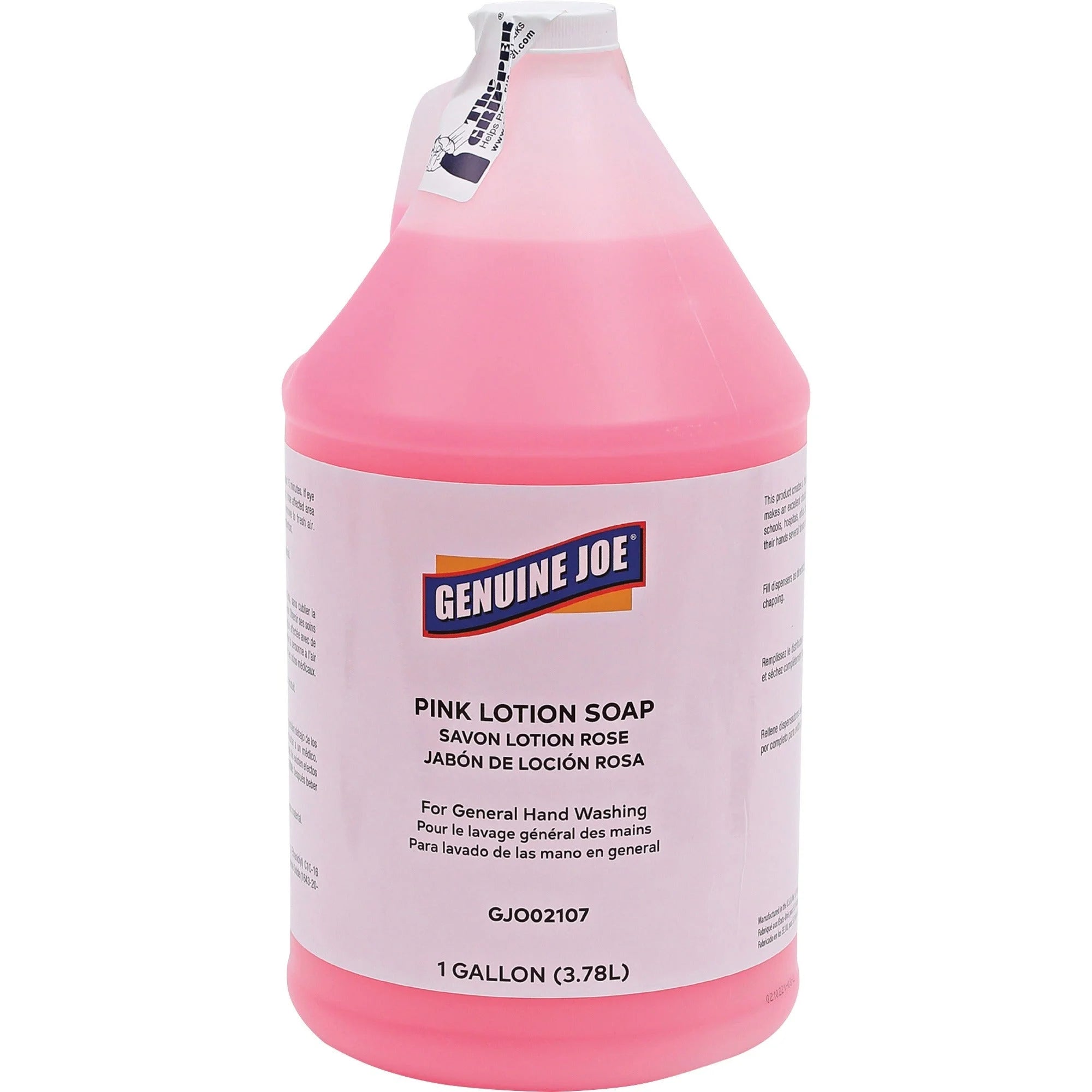 Genuine Joe Pink Lotion Soap: Rich Lather 1 gal Pump Bottle - Skin-Friendly - Hand Soaps/Cleaners