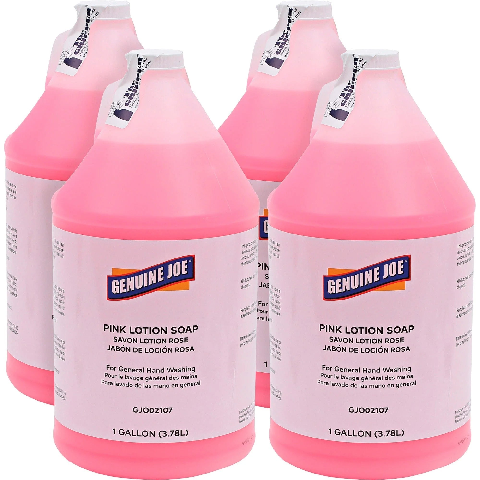 Genuine Joe Pink Lotion Soap: Rich Lather for Hand and Skin - 1 gal - 4/Carton - Soaps/Cleaners