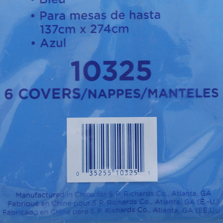 Genuine Joe Plastic Rectangular Table Covers - 108’’ Length x 54’’ Width - Blue - 6 / Pack - Tablecloths