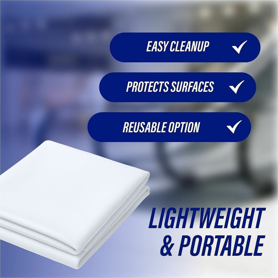 Genuine Joe Plastic Rectangular Table Covers - 108’’ Length x 54’’ Width - White - 6/Pack - 4 / Carton - Tablecloths