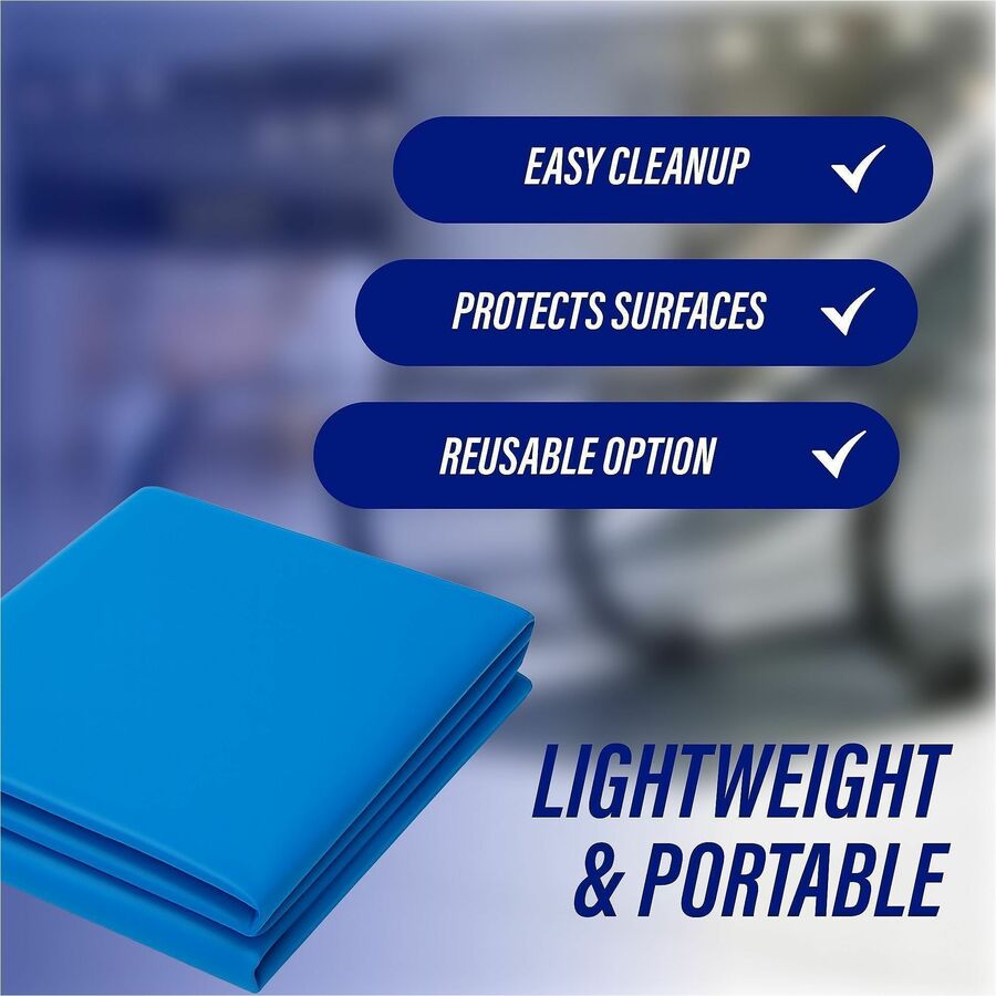 Genuine Joe Plastic Rectangular Table Covers - 108’’ Length x 54’’ Width - Blue - 6/Pack - 4 / Carton - Tablecloths