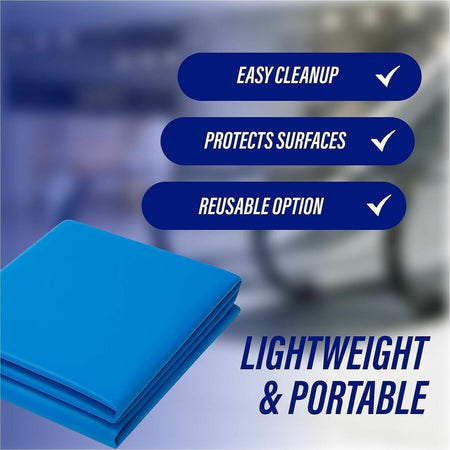 Genuine Joe Plastic Rectangular Table Covers - 108’’ Length x 54’’ Width - Blue - 6/Pack - 4 / Carton - Tablecloths