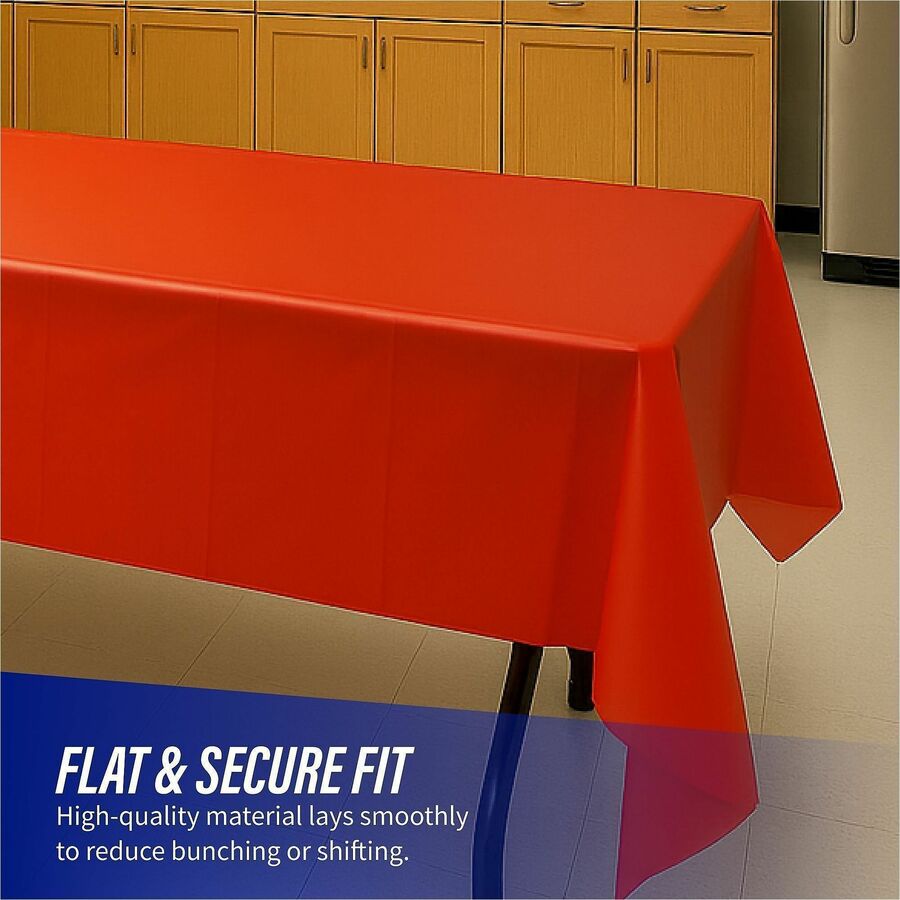 Genuine Joe Plastic Rectangular Table Covers - 108’’ Length x 54’’ Width - Red - 6 / Pack - Tablecloths