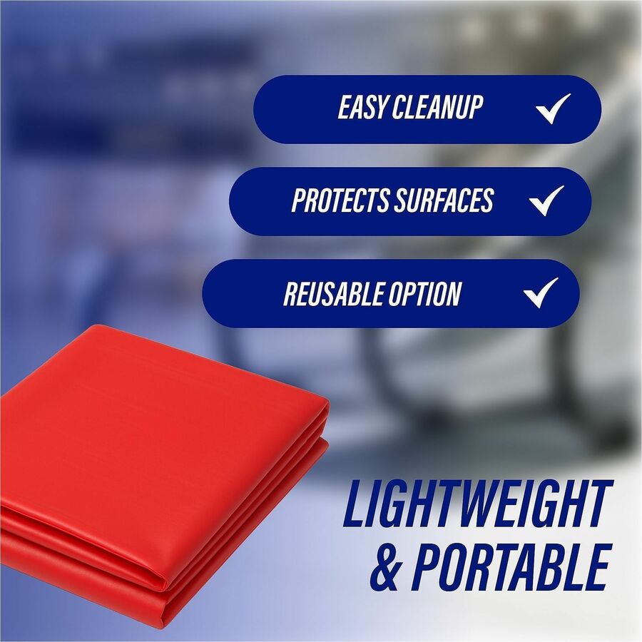 Genuine Joe Plastic Rectangular Table Covers - 108’’ Length x 54’’ Width - Red - 6 / Pack - Tablecloths
