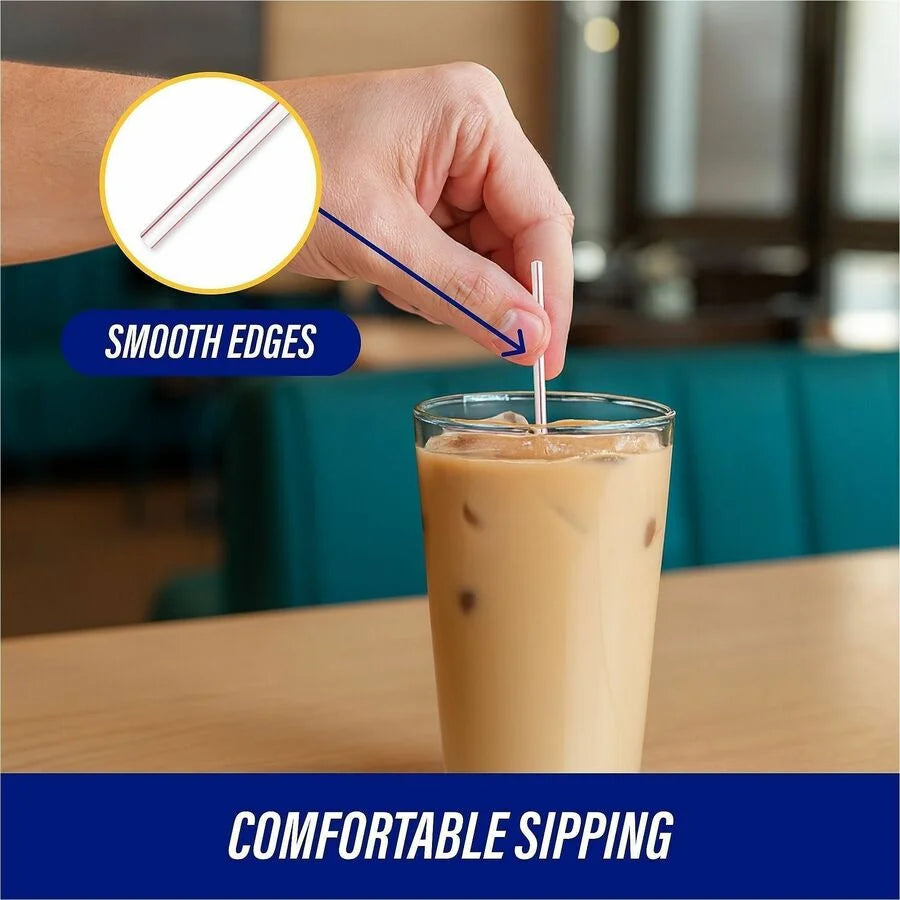 Genuine Joe Plastic Stir Stick Straws - 5.5’’ Length - White - 1000/Box - Stirrers