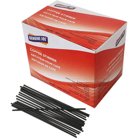 Genuine Joe Plastic Stirrers - 5.5’’ Length - Black - 1000/Box