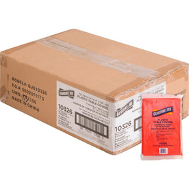 Genuine Joe Plastic Rectangular Table Covers - 108’’ Length x 54’’ Width - Red - 6/Pack - 4 / Carton - Tablecloths
