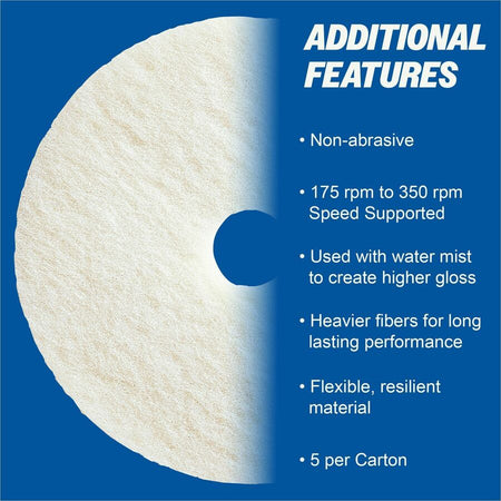 Genuine Joe Polishing Floor Pad - 20’’ Diameter x 1’’ Thickness - 175 rpm to 350 Speed Supported - Machines &