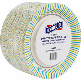 Genuine Joe Printed Paper Plates - Disposable 9’’ - Assorted Colors - 125 Pack