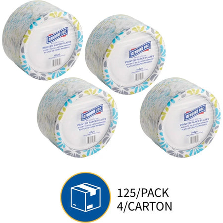 Genuine Joe Printed Paper Plates - Disposable 9’’ - Assorted Colors - 125 Pack
