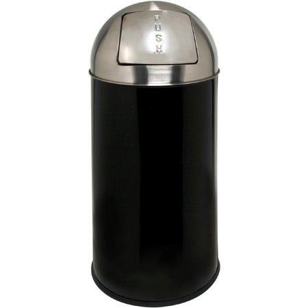 Genuine Joe Push Open Round Top Receptacle - 12 gal Capacity - Receptacles