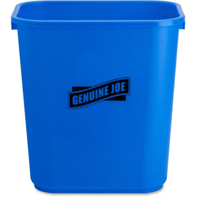 Genuine Joe Recycle Wastebasket: 7.13 gal Capacity Blue/White - Recycling Bins