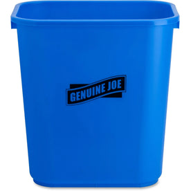 Genuine Joe Recycle Wastebasket: 7.13 gal Capacity Blue/White - Recycling Bins