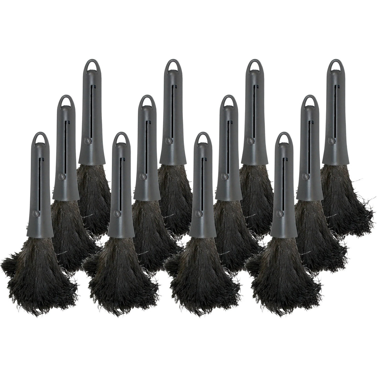 Genuine Joe Retractable Feather Duster: Plastic Handle Brown - 12/Carton - Dusters