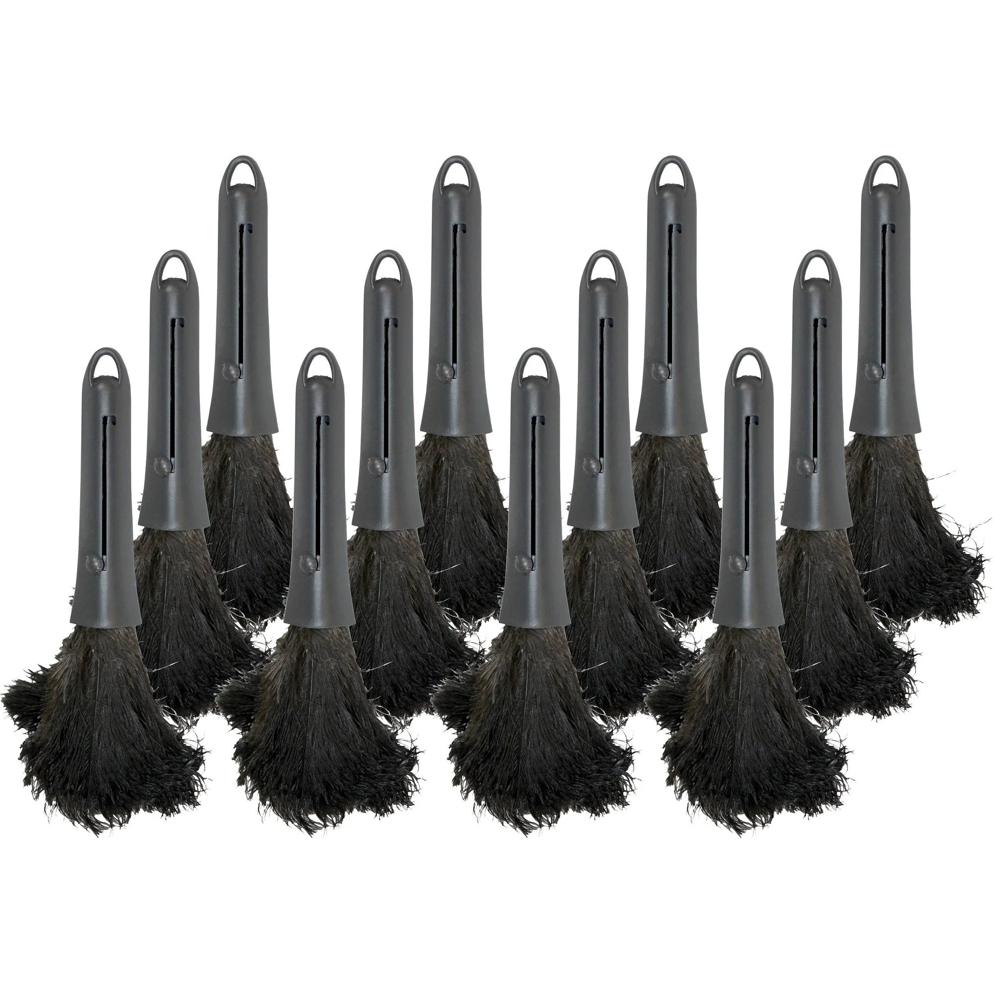 Genuine Joe Retractable Feather Duster: Plastic Handle Brown - 12/Carton - Dusters