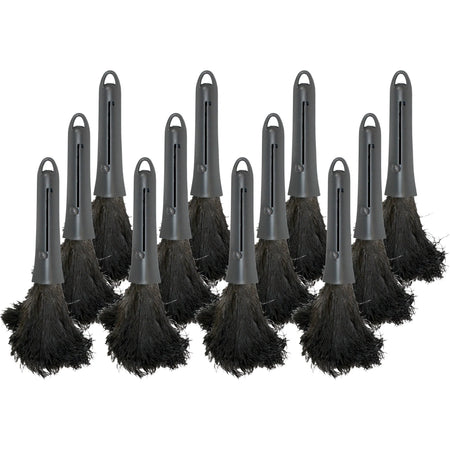 Genuine Joe Retractable Feather Duster: Plastic Handle Brown - 12/Carton - Dusters