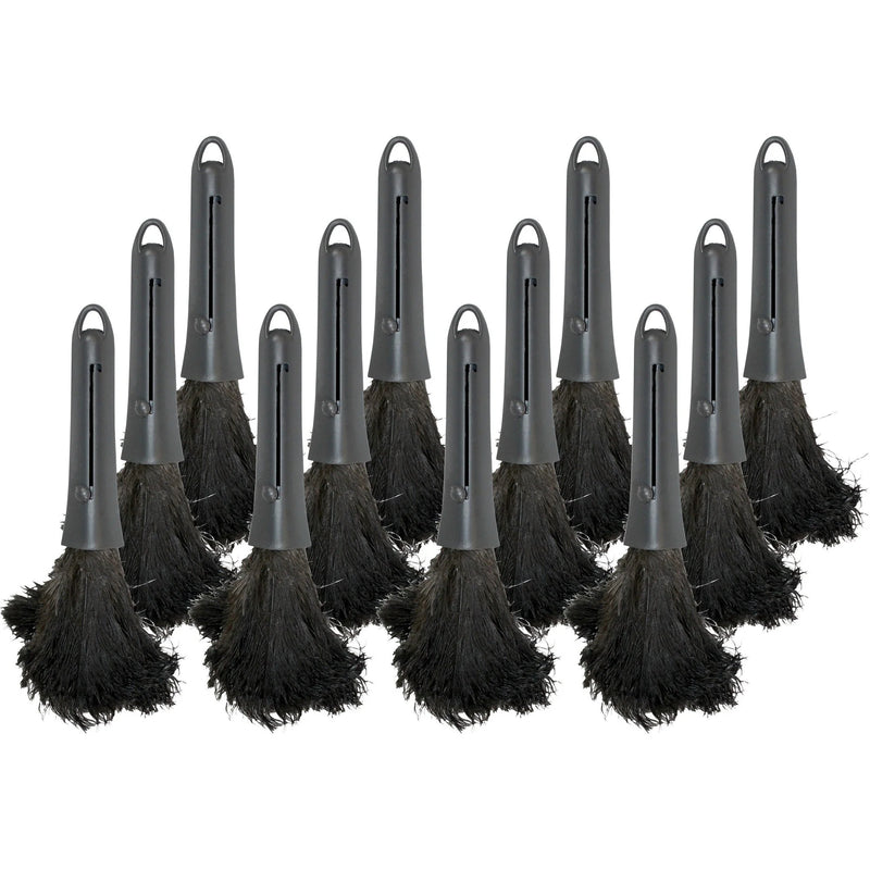 Genuine Joe Retractable Feather Duster: Plastic Handle Brown - 12/Carton - Dusters