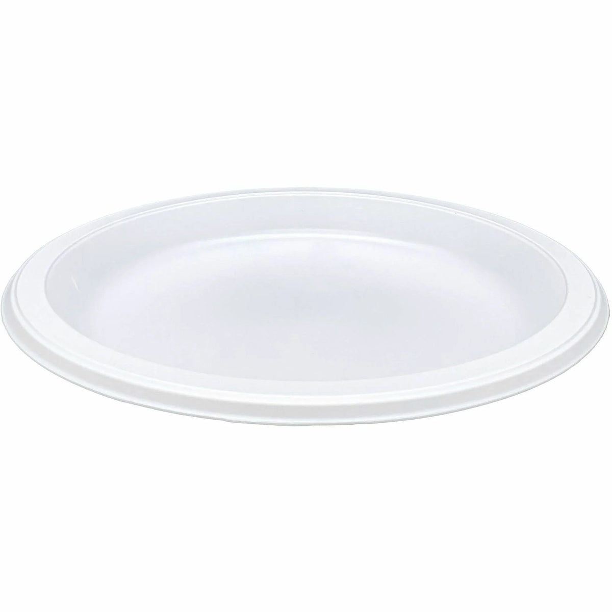 Genuine Joe Reusable Plastic Plates - 9’’ Diameter - White - 125/Pack