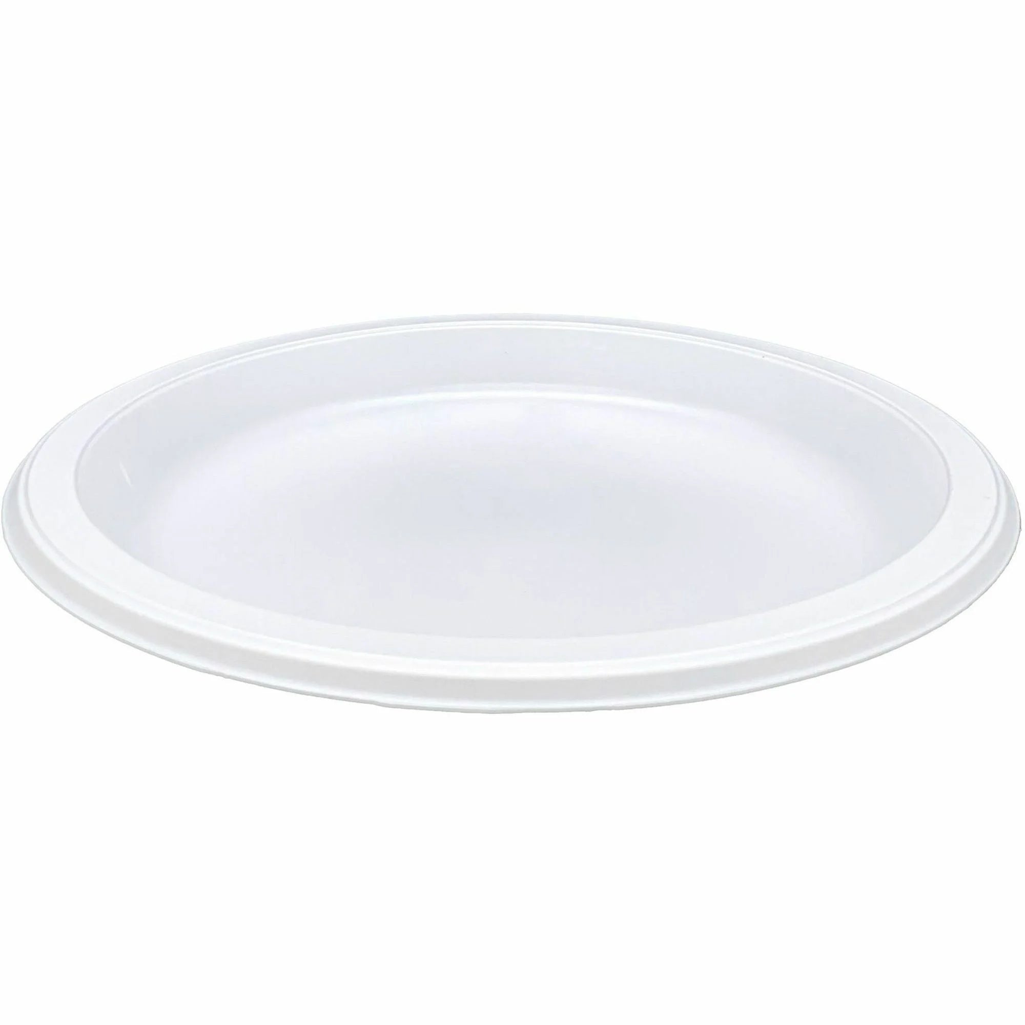 Genuine Joe Reusable Plastic Plates - 9’’ Diameter - White - 125/Pack