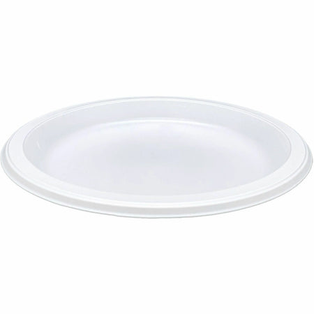 Genuine Joe Reusable Plastic Plates - 9’’ Diameter - White - 125/Pack