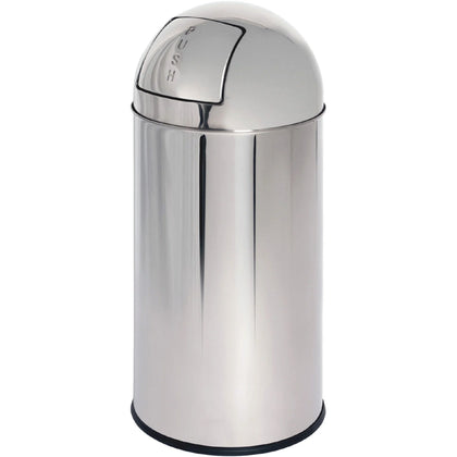 Genuine Joe Round Top Receptacle: 12 gal Stainless Steel Bin - Waste Containers & Lids