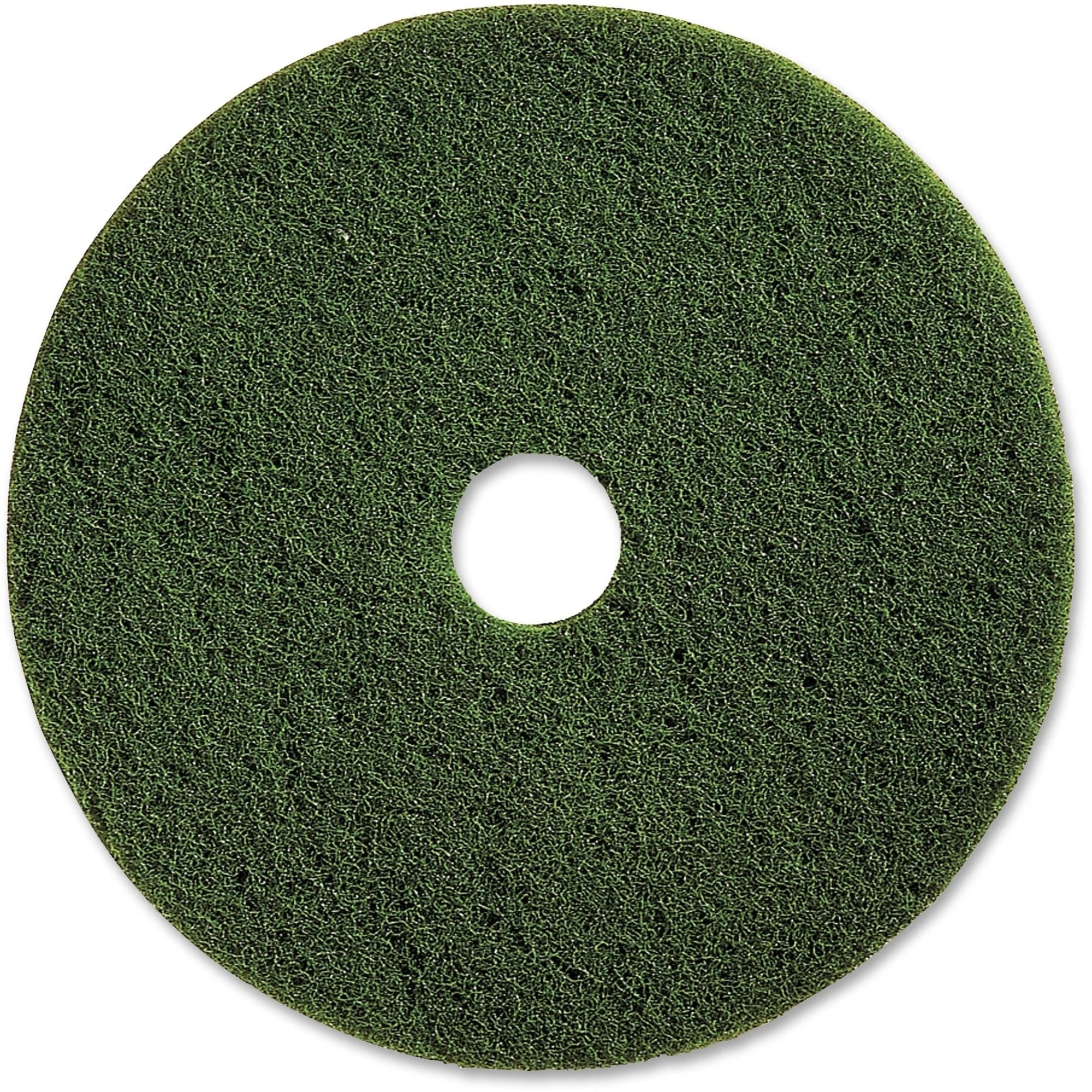 Genuine Joe Scrubbing Floor Pad - Heavy Duty Fiber - 20’’ Diameter - Green - 5/Carton - Machines & Accessories