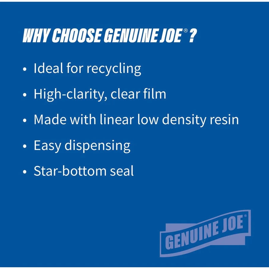 Genuine Joe Small Clear Trash Can Liners - 16 gal Capacity - 500/Box - Bags &