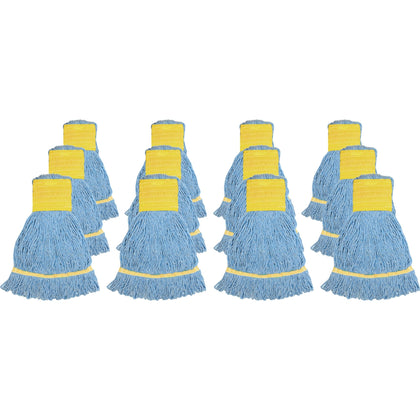 Genuine Joe Small Mophead - Rayon & Cotton Blend - Blue - 12/Carton - Mops Refills