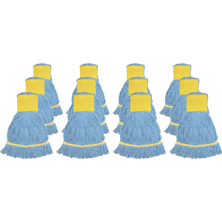 Genuine Joe Small Mophead - Rayon & Cotton Blend - Blue - 12/Carton - Mops Refills