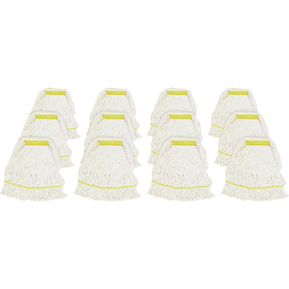 Genuine Joe Small Mophead - Rayon & Cotton Blend - White - 12/Carton - Mops Refills