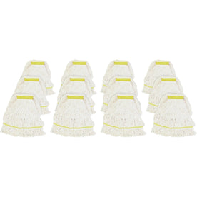 Genuine Joe Small Mophead - Rayon & Cotton Blend - White - 12/Carton - Mops Refills