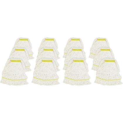 Genuine Joe Small Mophead - Rayon & Cotton Blend - White - 12/Carton - Mops Refills