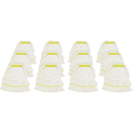 Genuine Joe Small Mophead - Rayon & Cotton Blend - White - 12/Carton - Mops Refills